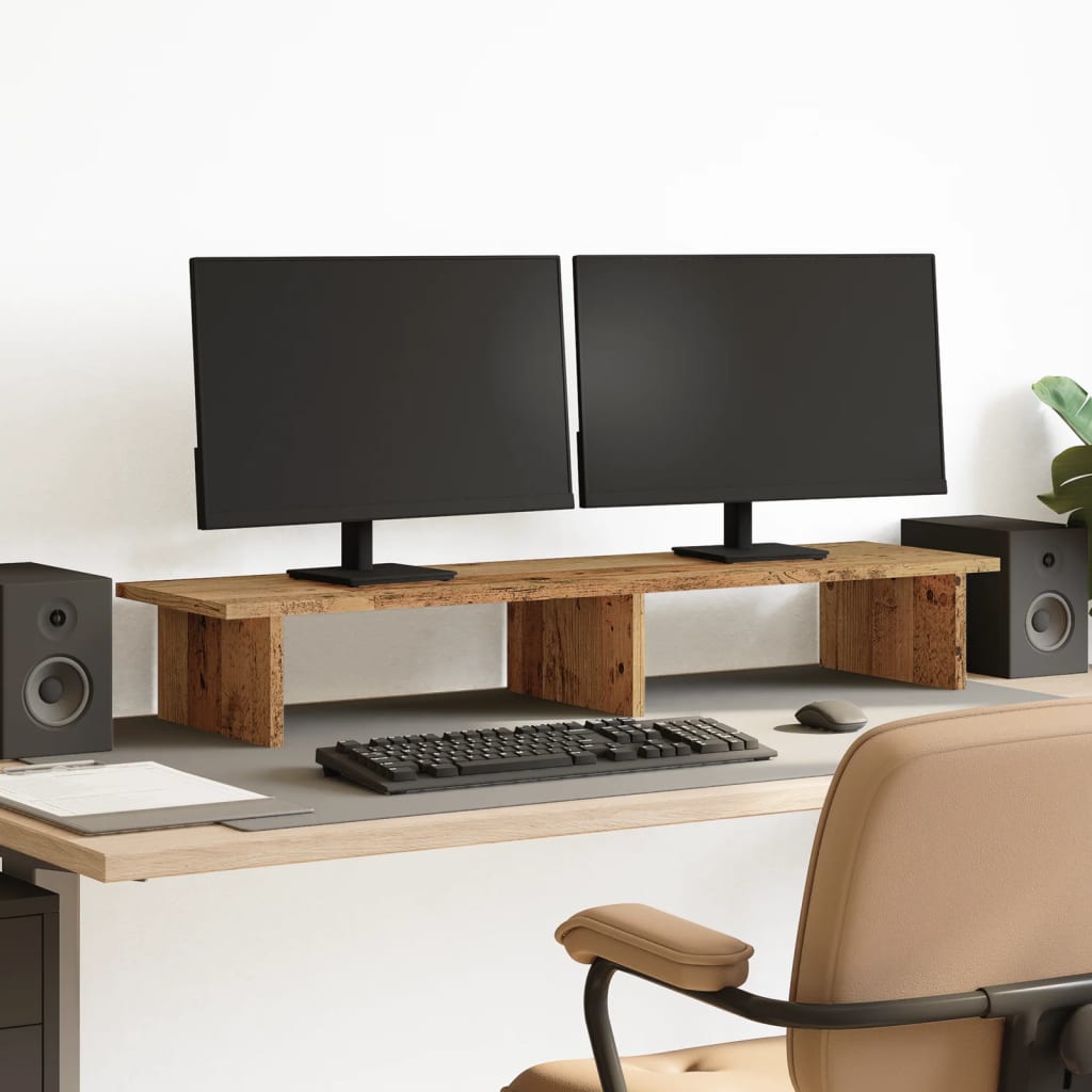 vidaXL Monitor Stand Reclaimed Wood Look 100x27x15 cm Engineered Wood