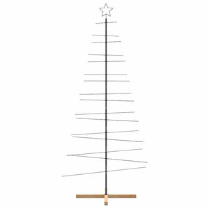 vidaXL Metal Christmas Tree for Decoration with Wooden Stand Black 210 cm
