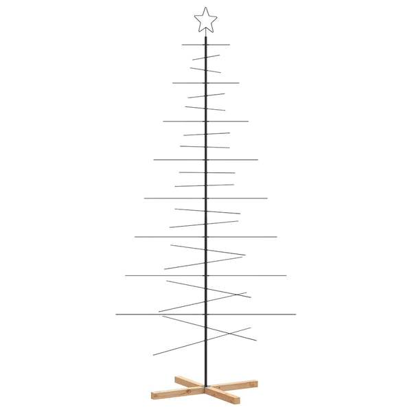 vidaXL Metal Christmas Tree for Decoration with Wooden Stand Black 210 cm