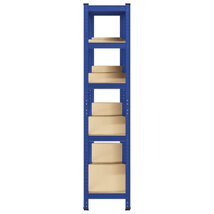 vidaXL 5-Tier Storage Shelves 2 pcs Blue Steel & Engineered Wood