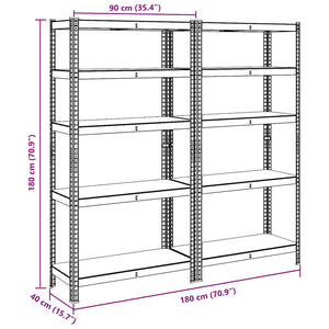 vidaXL 5-Tier Storage Shelves 2 pcs Blue Steel & Engineered Wood