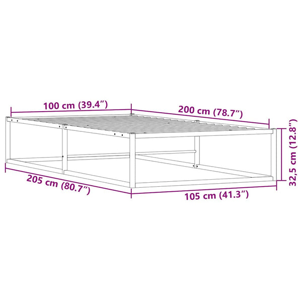 vidaXL Bed Frame without Mattress White 100x200 cm Metal