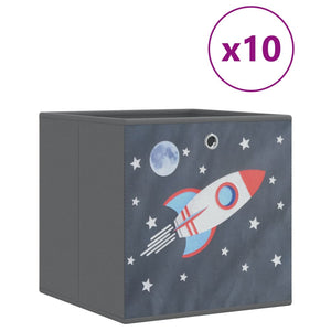 vidaXL Foldable Storage Boxes 10 pcs. Grey 32x32x32 cm Non-woven