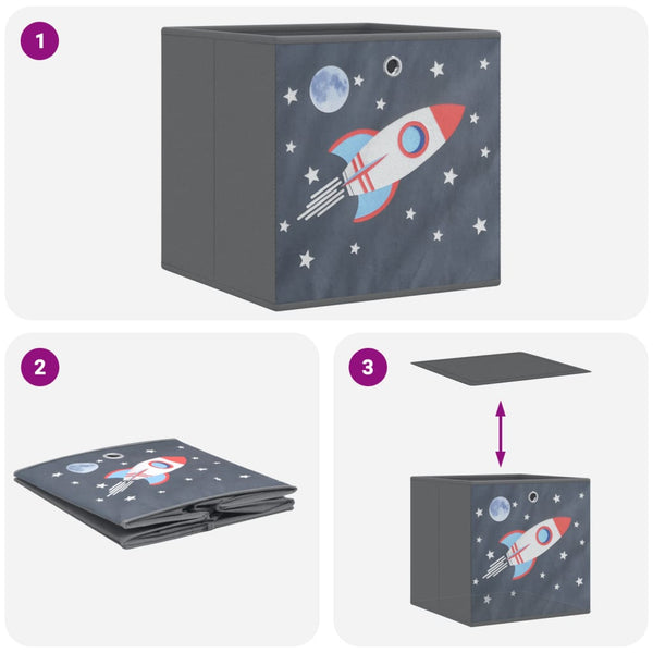 vidaXL Foldable Storage Boxes 10 pcs. Grey 32x32x32 cm Non-woven