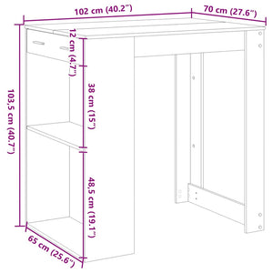 vidaXL Bar Table Smoked Oak 102x70x103.5 cm Engineered Wood