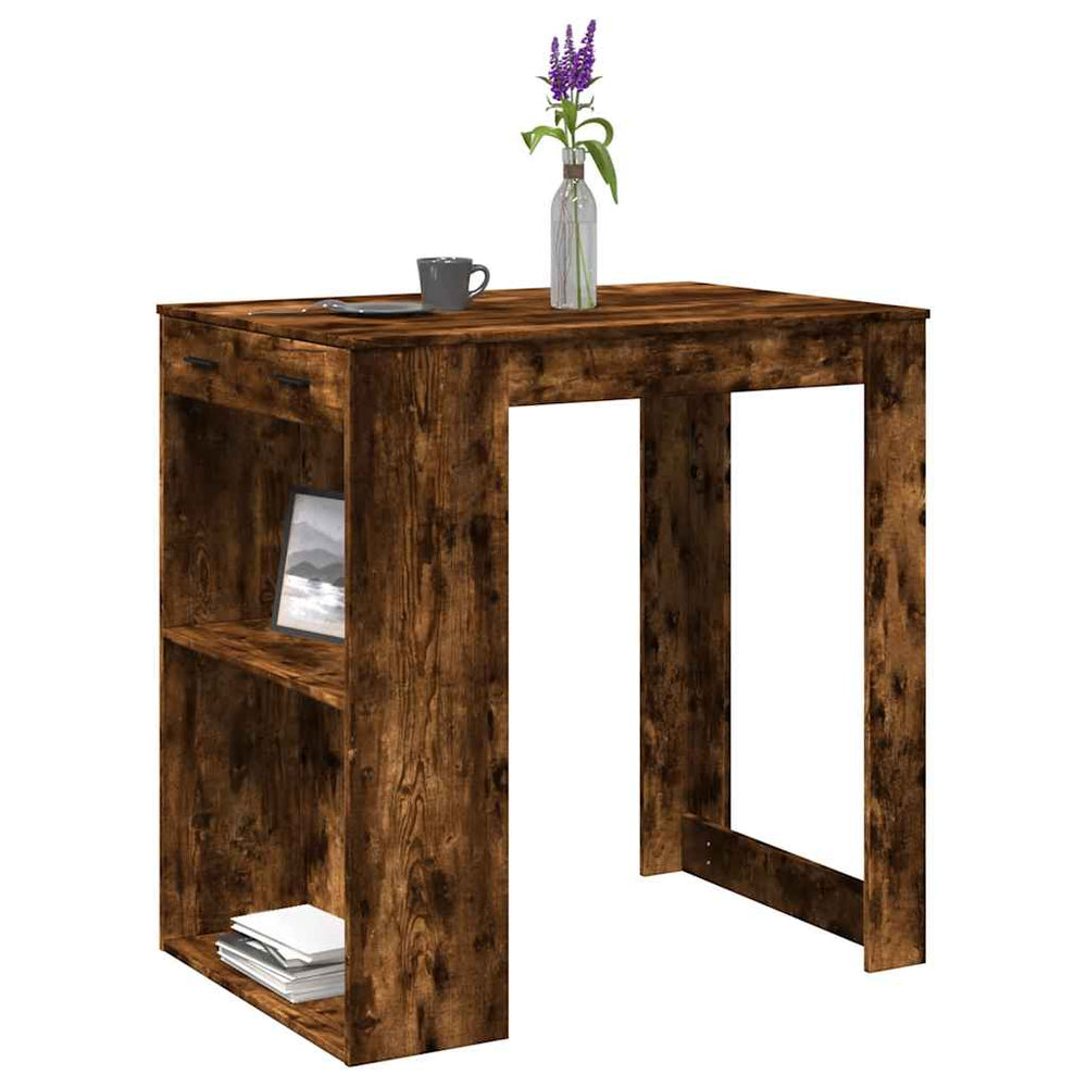 vidaXL Bar Table Smoked Oak 102x70x103.5 cm Engineered Wood