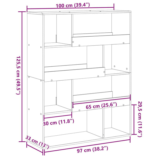vidaXL Bookcase Black 100x33x125.5 cm Engineered Wood