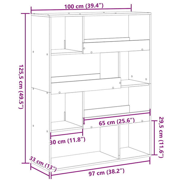 vidaXL Bookshelf Concrete Gray 100x33x125.5 cm Engineered Wood