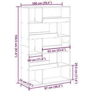 vidaXL Bookcase Smoked Oak 100x33x156.5 cm Engineered Wood