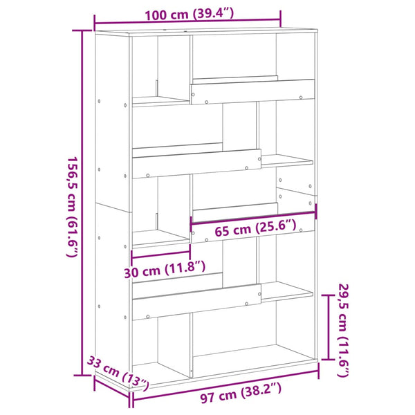 vidaXL Bookcase Artisan Oak 100x33x156.5 cm Engineered Wood