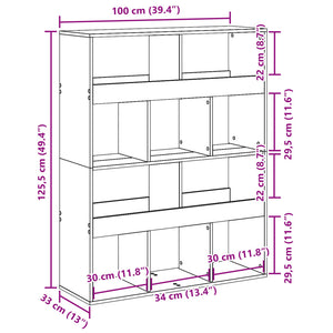 vidaXL Sonoma Oak Bookcase 100x33x125.5 cm Engineered Wood