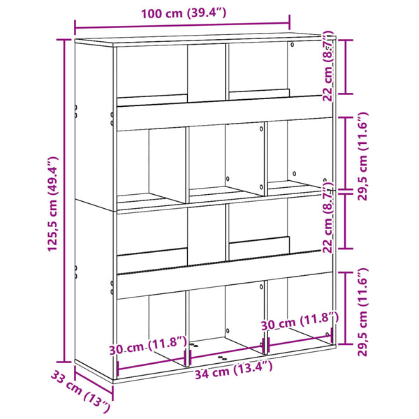 vidaXL Sonoma Oak Bookcase 100x33x125.5 cm Engineered Wood