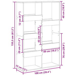 vidaXL Sonoma Oak Bookcase 100x33x155.5 cm Engineered Wood