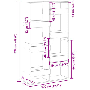 vidaXL Bookshelf Black 100x33x175 cm Engineered Wood