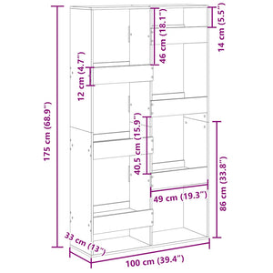 vidaXL Bookshelf Sonoma Oak 100x33x175 cm Engineered Wood