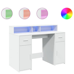 vidaXL LED Desk White 120x55x91 cm Engineered Wood