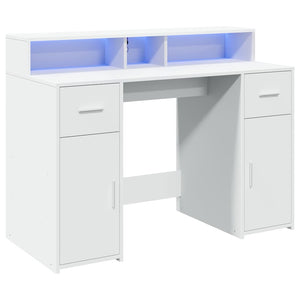 vidaXL LED Desk White 120x55x91 cm Engineered Wood