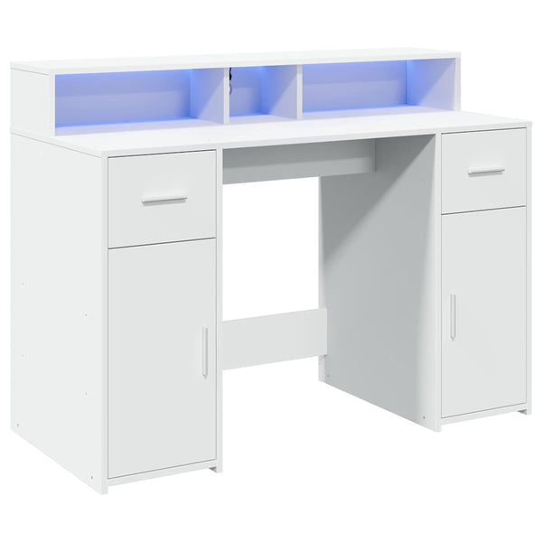 vidaXL LED Desk White 120x55x91 cm Engineered Wood