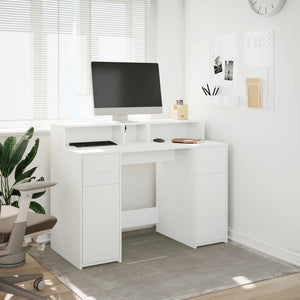 vidaXL LED Desk White 120x55x91 cm Engineered Wood