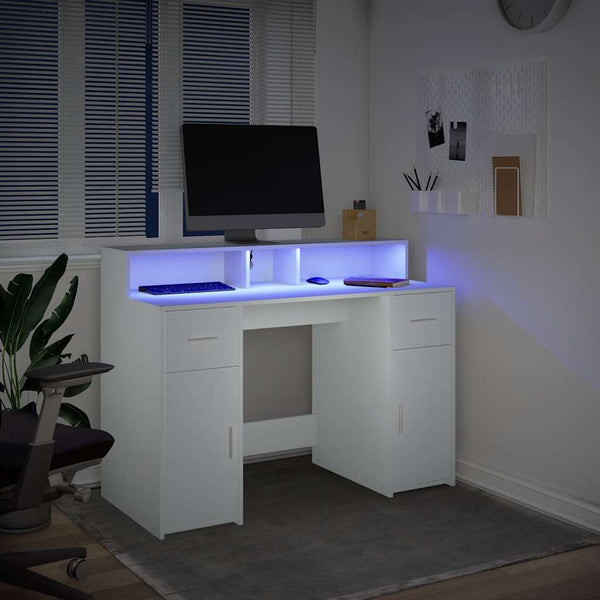 vidaXL LED Desk White 120x55x91 cm Engineered Wood