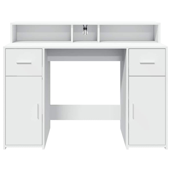 vidaXL LED Desk White 120x55x91 cm Engineered Wood