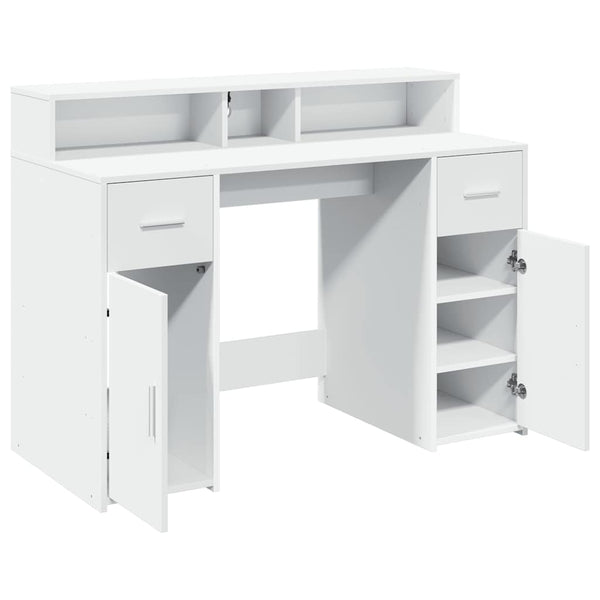 vidaXL LED Desk White 120x55x91 cm Engineered Wood