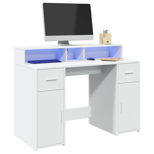 vidaXL LED Desk White 120x55x91 cm Engineered Wood
