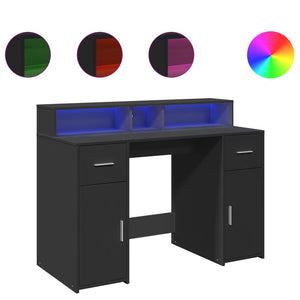 vidaXL LED Desk Black 120x55x91 cm Engineered Wood