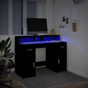 vidaXL LED Desk Black 120x55x91 cm Engineered Wood