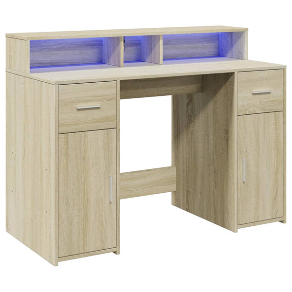 vidaXL LED Desk Sonoma Oak 120x55x91 cm Engineered Wood