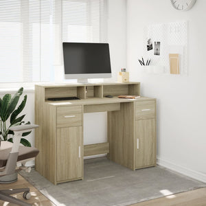 vidaXL LED Desk Sonoma Oak 120x55x91 cm Engineered Wood