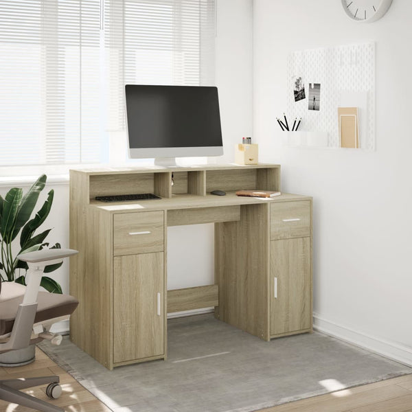 vidaXL LED Desk Sonoma Oak 120x55x91 cm Engineered Wood