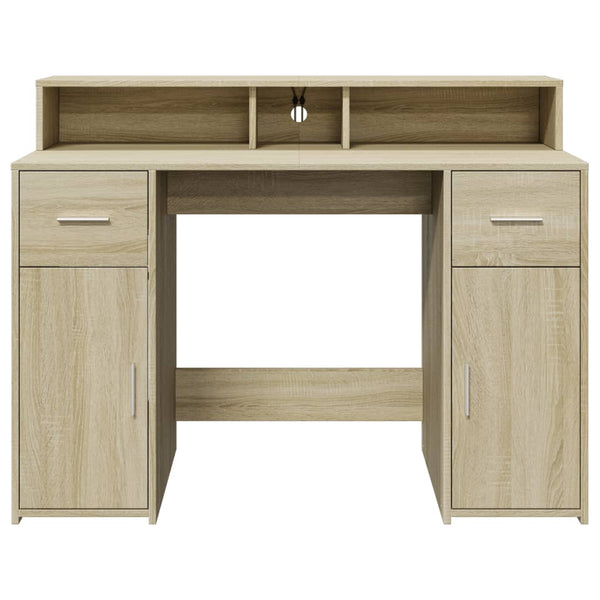 vidaXL LED Desk Sonoma Oak 120x55x91 cm Engineered Wood