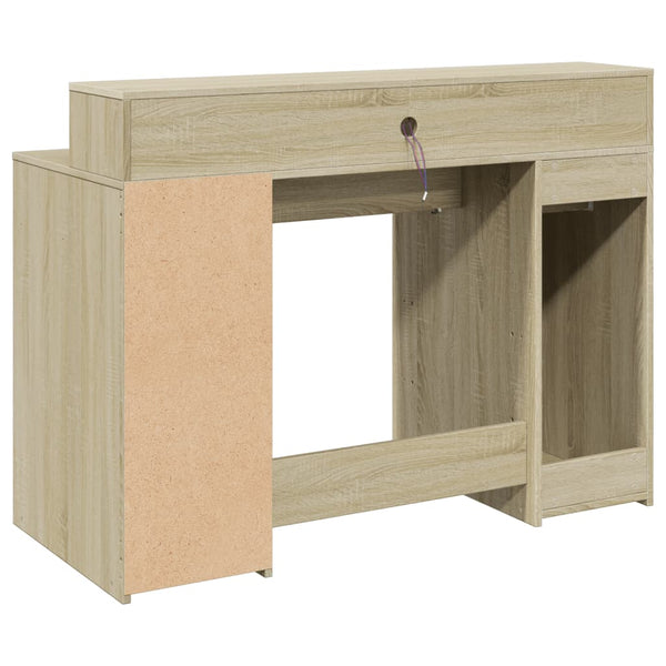 vidaXL LED Desk Sonoma Oak 120x55x91 cm Engineered Wood