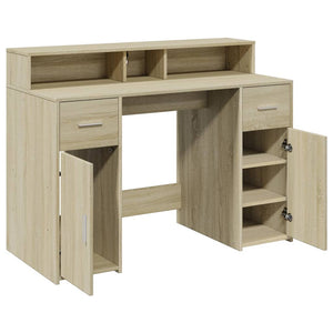 vidaXL LED Desk Sonoma Oak 120x55x91 cm Engineered Wood
