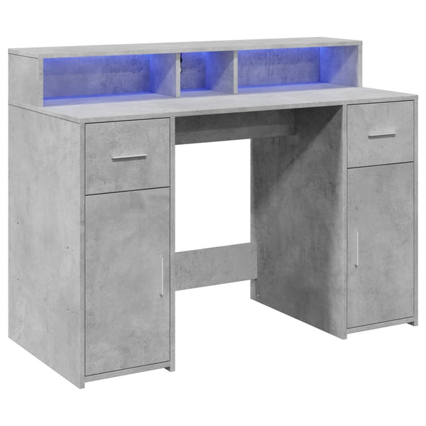 vidaXL LED Desk Concrete Grey 120x55x91 cm Engineered Wood