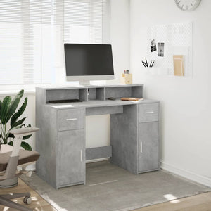vidaXL LED Desk Concrete Grey 120x55x91 cm Engineered Wood