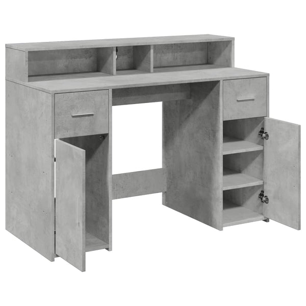 vidaXL LED Desk Concrete Grey 120x55x91 cm Engineered Wood
