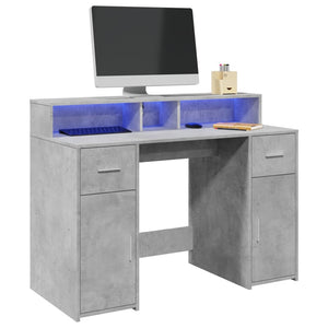 vidaXL LED Desk Concrete Grey 120x55x91 cm Engineered Wood