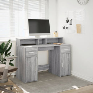 vidaXL LED Desk Grey Sonoma 120x55x91 cm Engineered Wood