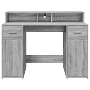 vidaXL LED Desk Grey Sonoma 120x55x91 cm Engineered Wood