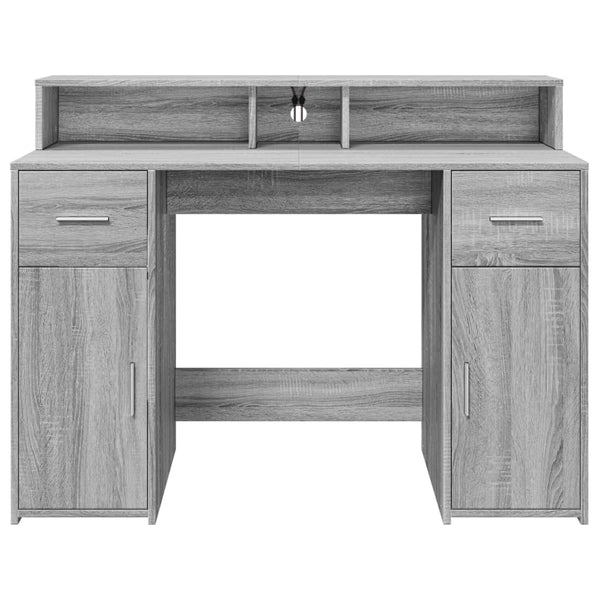 vidaXL LED Desk Grey Sonoma 120x55x91 cm Engineered Wood