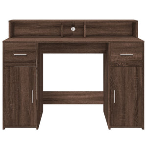vidaXL LED Desk Brown Oak Look 120x55x91 Engineered Wood
