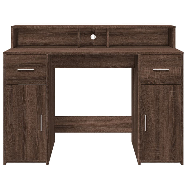 vidaXL LED Desk Brown Oak Look 120x55x91 Engineered Wood