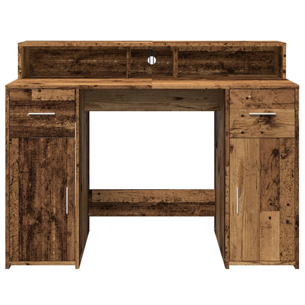vidaXL LED Desk Reclaimed Wood Look 120x55x91 cm Engineered Wood