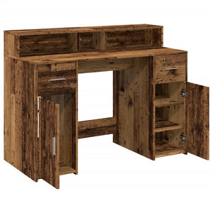 vidaXL LED Desk Reclaimed Wood Look 120x55x91 cm Engineered Wood