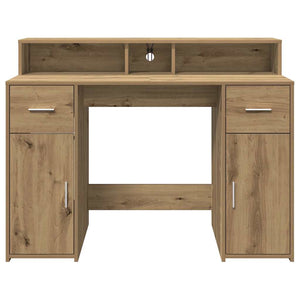 vidaXL LED Desk Artisan Oak 120x55x91 cm Engineered Wood