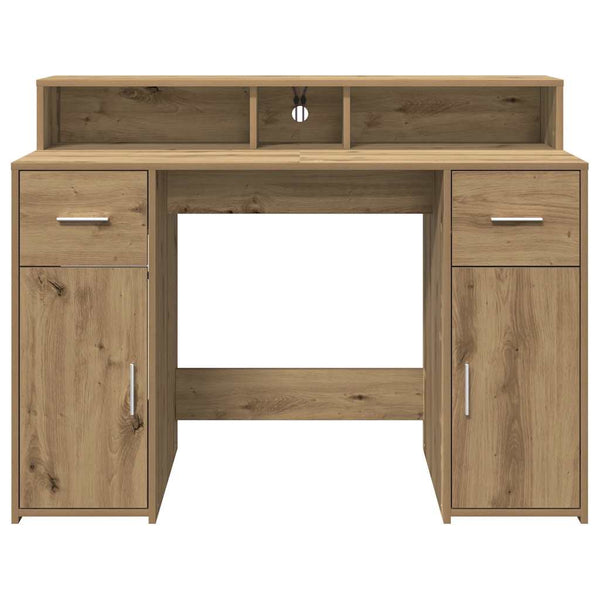 vidaXL LED Desk Artisan Oak 120x55x91 cm Engineered Wood