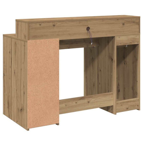 vidaXL LED Desk Artisan Oak 120x55x91 cm Engineered Wood