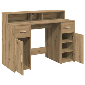 vidaXL LED Desk Artisan Oak 120x55x91 cm Engineered Wood